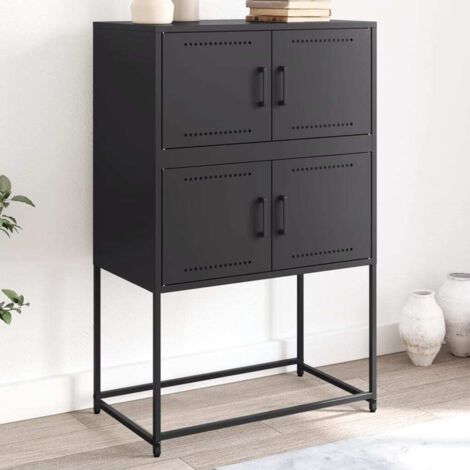 Buffet-Meuble de rangement noir 68,5x38,5x107 cm acier 710044 (1/5)