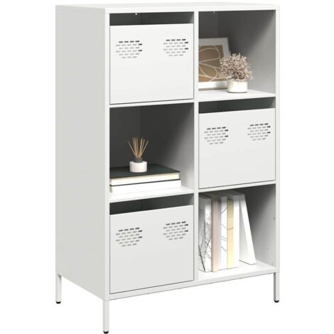 Buffet haut-Armoire de rangement blanc 68x39x103,5 cm acier 422721 (1/5)