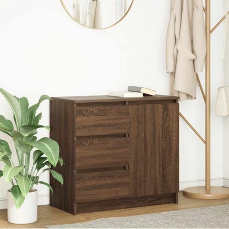 Buffet avec tiroir-Meuble de rangement chêne brun 71x35x65 cm bois d'ingénierie 765274 (1/5)