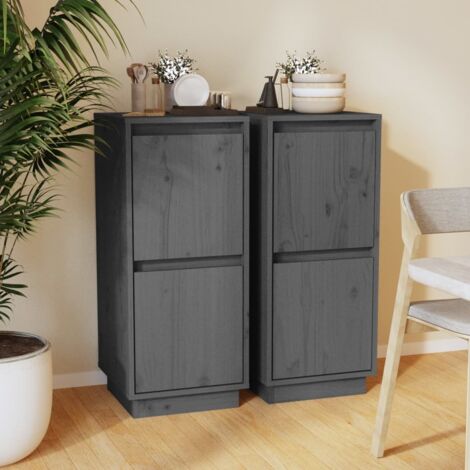 Buffets 2 pcs-Lot de 2 Meuble de rangement Gris 31,5x34x75 cm Bois massif de pin 540915 (1/5)