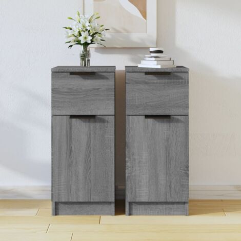 Buffets 2 pcs-Lot de 2 Meuble de rangement Sonoma gris 30x30x70 cm Bois d'ingénierie 101817 (1/5)