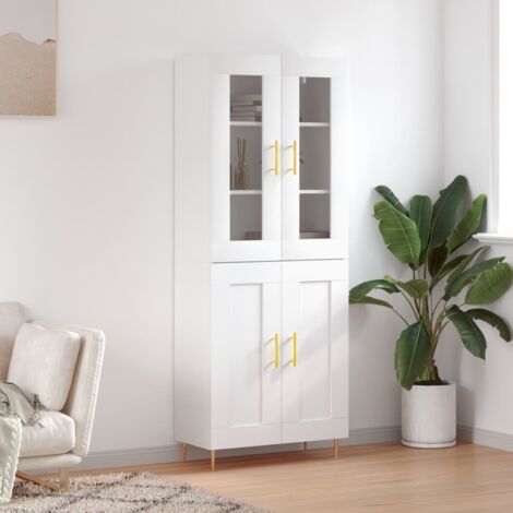 Buffet haut-Armoire de rangement Blanc 69,5x34x180 cm Bois d'ingénierie 314055 (1/5)