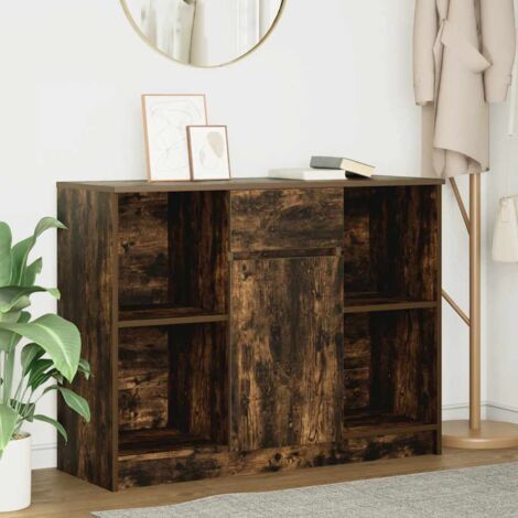 Buffet avec tiroir-Meuble de rangement chêne fumé 101x35x76 cm bois d'ingénierie 281024 (1/5)