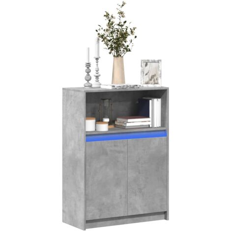 Buffet avec LED-Meuble de rangement gris béton 72x34x100 cm bois d'ingénierie 873531 (1/5)