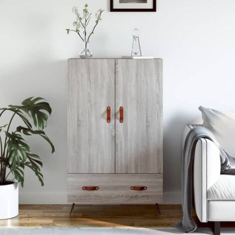 Buffet haut-Armoire de rangement sonoma gris 69,5x31x115 cm bois d'ingénierie 529462 (1/5)