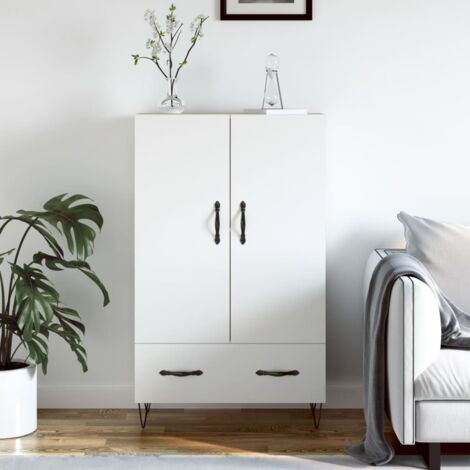 Buffet haut-Armoire de rangement blanc 69,5x31x115 cm bois d'ingénierie 556297 (1/5)