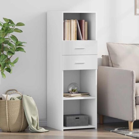 Buffet haut-Armoire de rangement blanc 40x42,5x124 cm bois d'ingénierie 891072 (1/5)