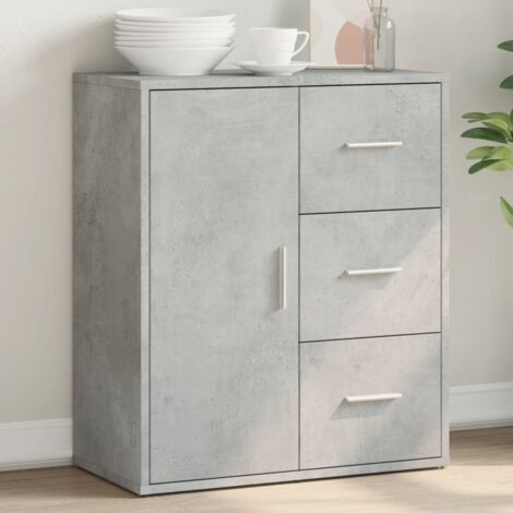 Buffet-Meuble de rangement gris béton 60x31x70 cm bois d'ingénierie 249508 (1/5)