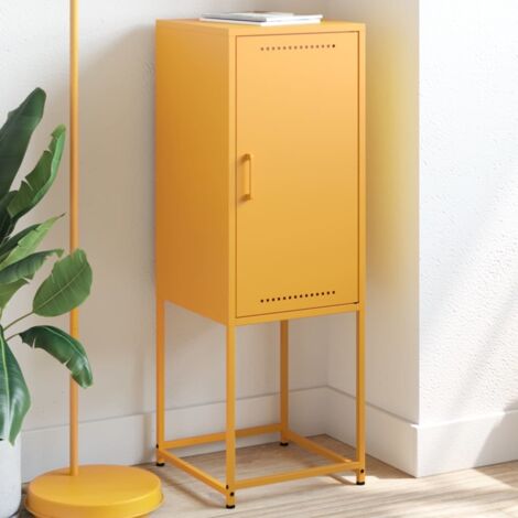 Buffet-Meuble de rangement jaune moutarde 36x39x107 cm acier 306209 (1/5)