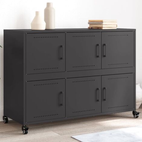 Buffet-Meuble de rangement noir 100,5x39x72 cm acier 623116 (1/5)