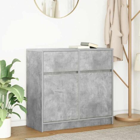 Buffet avec tiroir-Meuble de rangement gris béton 80x34x76 cm bois d'ingénierie 194382 (1/5)