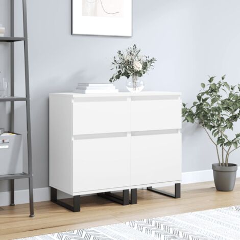 Buffets 2 pcs-Lot de 2 Meuble de rangement blanc 40x35x70 cm bois d’ingénierie 611994 (1/5)