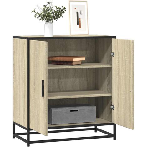 Buffet-Meuble de rangement chêne sonoma 68x35x76 cm bois d'ingénierie et métal 391767 (1/5)