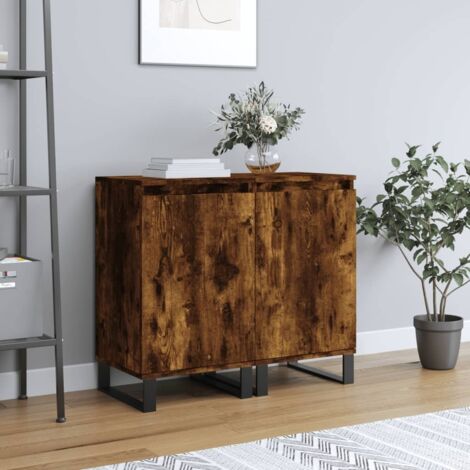 Buffets 2 pcs-Lot de 2 Meuble de rangement chêne fumé 40x35x70 cm bois d'ingénierie 431803 (1/5)
