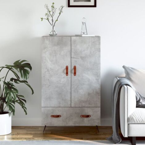Buffet haut-Armoire de rangement gris béton 69,5x31x115 cm bois d'ingénierie 763107 (1/5)
