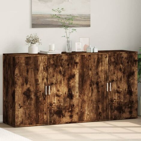 Buffets 2 pcs-Lot de 2 Meuble de rangement chêne fumé 79x38x80 cm bois d'ingénierie 127777 (1/5)
