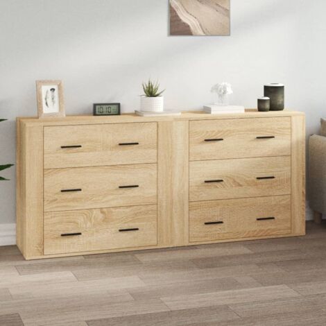 Buffets 2 pcs-Lot de 2 Meuble de rangement chêne sonoma bois d'ingénierie 444469 (1/5)