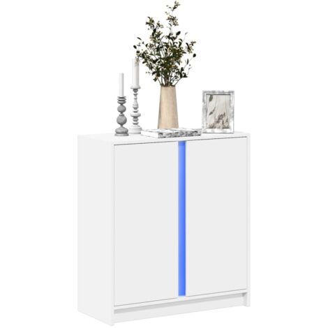 Buffet avec LED-Meuble de rangement blanc 77x34x85 cm bois d'ingénierie 134683 (1/5)