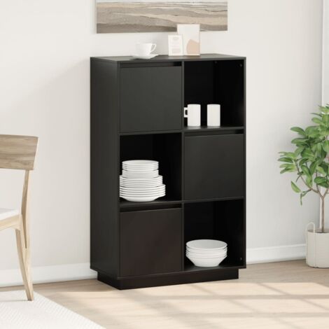 Buffet-Meuble de rangement Noir 74x35x117 cm Bois massif de pin 754597 (1/5)