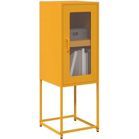 Buffet-Meuble de rangement jaune moutarde 36x39x107 cm acier laminé à froid 270027 (1/5)