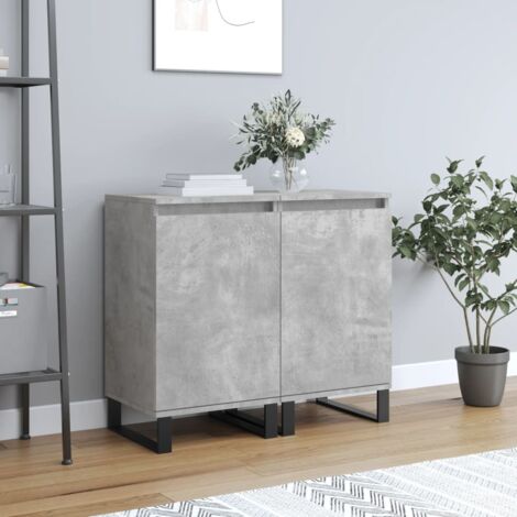 Buffets 2 pcs-Lot de 2 Meuble de rangement gris béton 40x35x70 cm bois d'ingénierie 290804 (1/5)