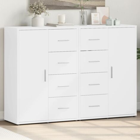 Buffets 2 pcs-Lot de 2 Meuble de rangement blanc 60x31x84 cm bois d'ingénierie 918249 (1/5)