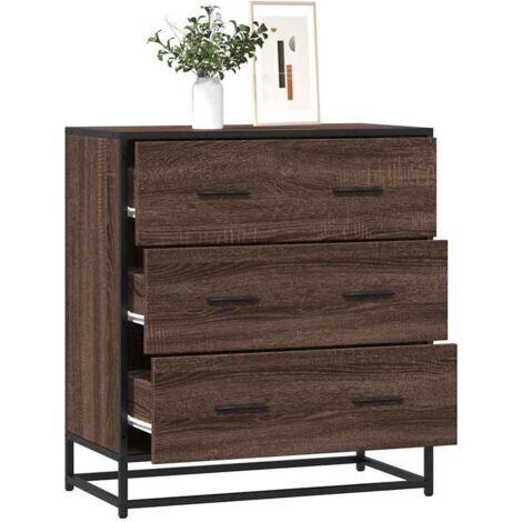 Buffet-Meuble de rangement chêne marron 68x35x76 cm bois d'ingénierie et métal 486747 (1/5)