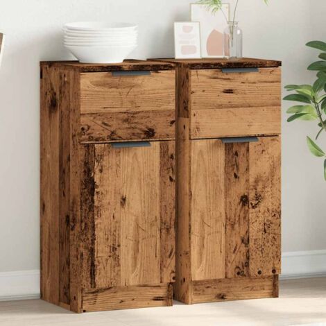 Buffets 2 pcs-Lot de 2 Meuble de rangement vieux bois 30x30x70 cm bois d'ingénierie 809231 (1/5)