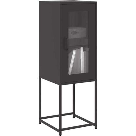 Buffet-Meuble de rangement noir 36x39x107 cm acier laminé à froid 514447 (1/5)