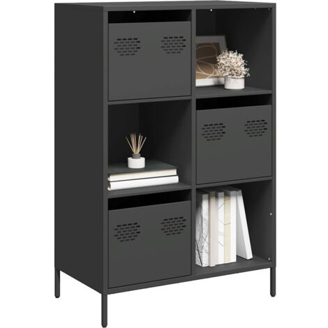 Buffet haut-Armoire de rangement noir 68x39x103,5 cm acier 236379 (1/5)