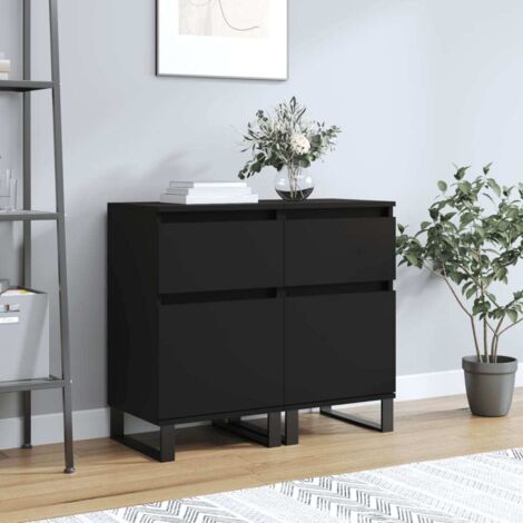 Buffets 2 pcs-Lot de 2 Meuble de rangement noir 40x35x70 cm bois d’ingénierie 178871 (1/5)