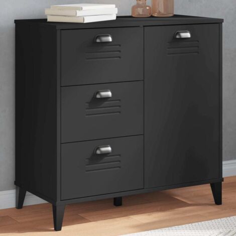 Buffet-Meuble de rangement VIKEN noir 80x40x80 cm bois d'ingénierie 799402 (1/5)