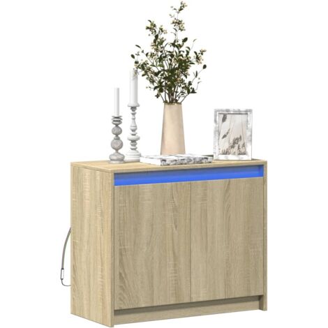 Buffet avec LED-Meuble de rangement chêne sonoma 72x34x61 cm bois d'ingénierie 945887 (1/5)