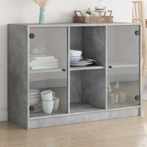Buffet-Meuble de rangement gris béton 102x37x75,5 cm bois d'ingénierie 394657 (1/5)