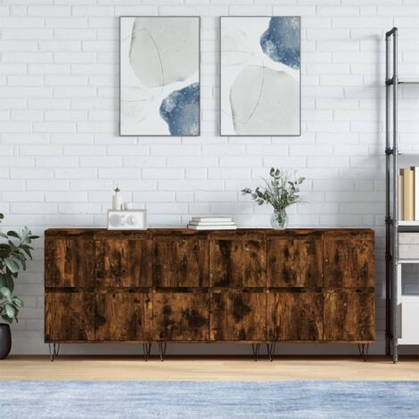 Buffets 3 pcs-Lot de 3 Meuble de rangement Chêne fumé Bois d'ingénierie 895735 (1/5)
