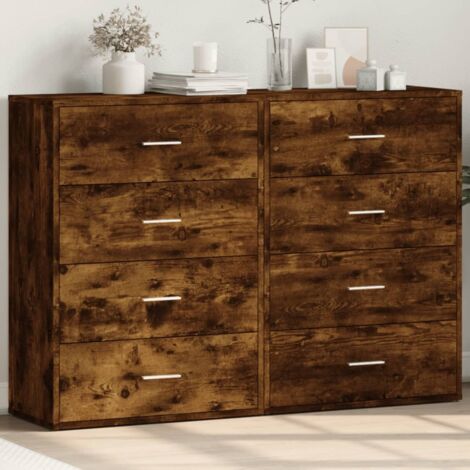 Buffets 2 pcs-Lot de 2 Meuble de rangement chêne fumé 60x31x84 cm bois d'ingénierie 796796 (1/5)