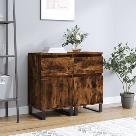 Buffets 2 pcs-Lot de 2 Meuble de rangement chêne fumé 40x35x70 cm bois d'ingénierie 876955 (1/5)