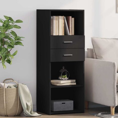 Buffet haut-Armoire de rangement noir 45x42,5x124 cm bois d'ingénierie 909248 (1/5)