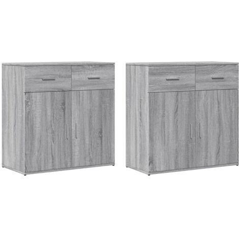 Buffets 2 pcs-Lot de 2 Meuble de rangement sonoma gris 79x38x80 cm bois d'ingénierie 166921 (1/5)