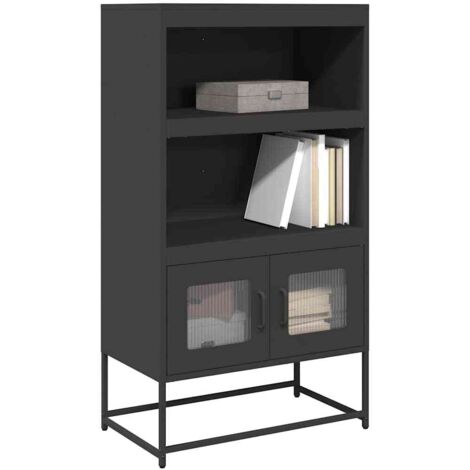 Buffet haut-Armoire de rangement noir 68x39x123 cm acier 505589 (1/5)