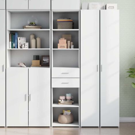 Buffet haut-Armoire de rangement blanc 45x42,5x185 cm bois d'ingénierie 768273 (1/5)