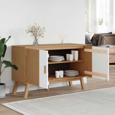 Buffet, Meuble De Rangement, Armoire De Cuisine Commode Blanc Et Marron 55x30x73 Cm Bois De Manguier Solide Brut Con53682 Maison Chic 85447605