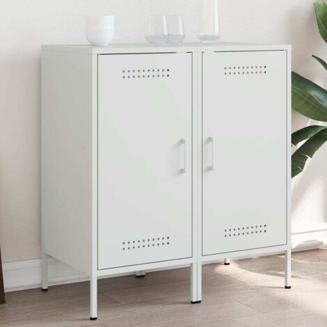 Buffets 2 pcs-Lot de 2 Meuble de rangement blanc 36x39x79 cm acier 129493 (1/5)