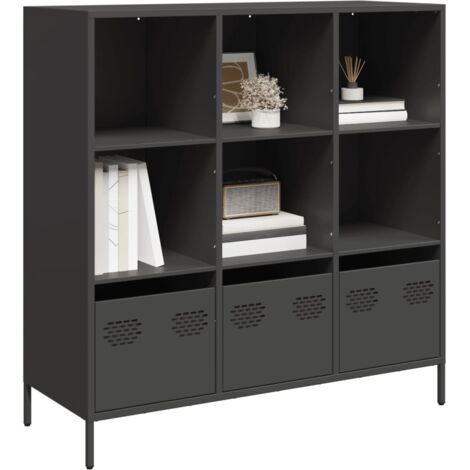 Buffet haut-Armoire de rangement noir 101,5x39x103,5 cm acier 763164 (1/5)