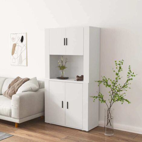 Buffet haut-Armoire de rangement Blanc Bois d'ingénierie 492004 (1/5)