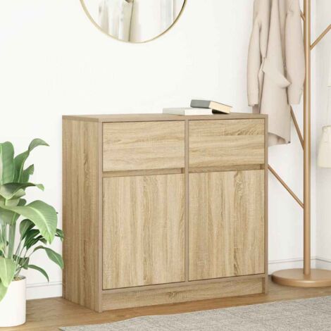 Buffet avec tiroir-Meuble de rangement chêne sonoma 80x34x76 cm bois d'ingénierie 149524 (1/5)