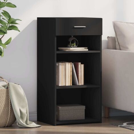 Buffet-Meuble de rangement noir 45x42,5x93 cm bois d'ingénierie 197006 (1/5)