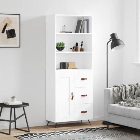 Buffet haut-Armoire de rangement Blanc 69,5x34x180 cm Bois d'ingénierie 483808 (1/5)