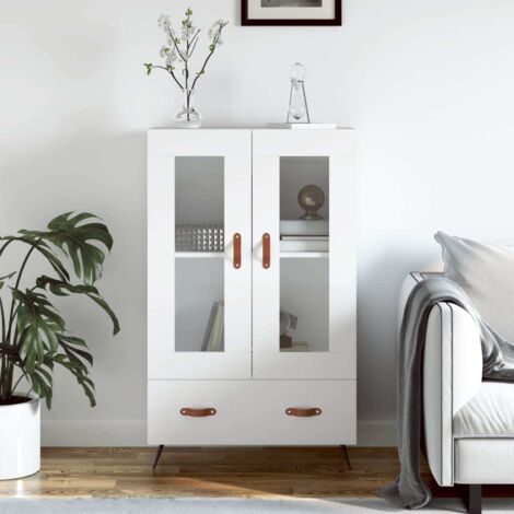 Buffet haut-Armoire de rangement blanc 69,5x31x115 cm bois d'ingénierie 126075 (1/5)