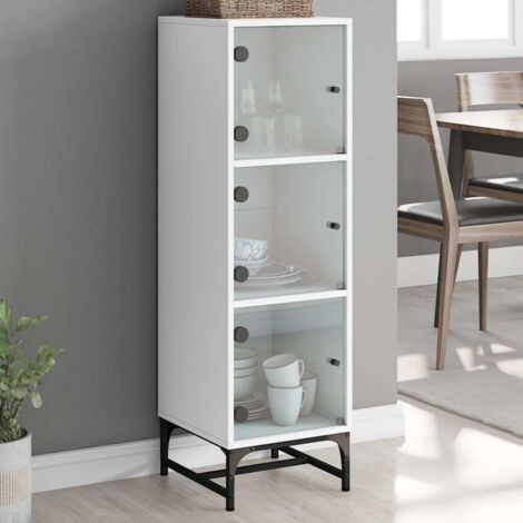 Buffet avec portes en verre-Meuble de rangement blanc 35x37x120 cm 922532 (1/5)